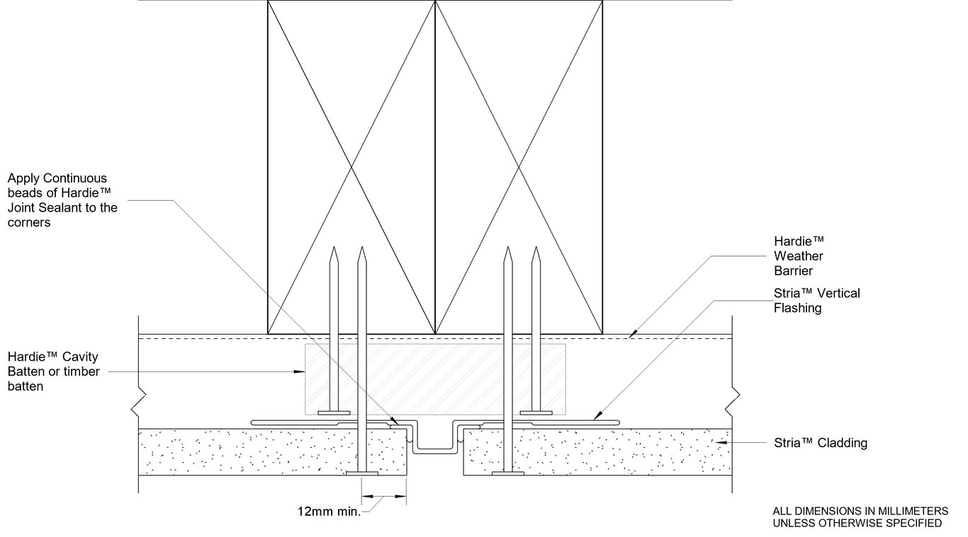 STRIA Vertical Joint Using Stria Vertical Flashing Stop